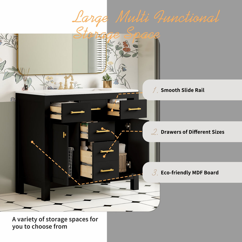 36'' Bathroom Vanity with Ceramic Sink Combo Set