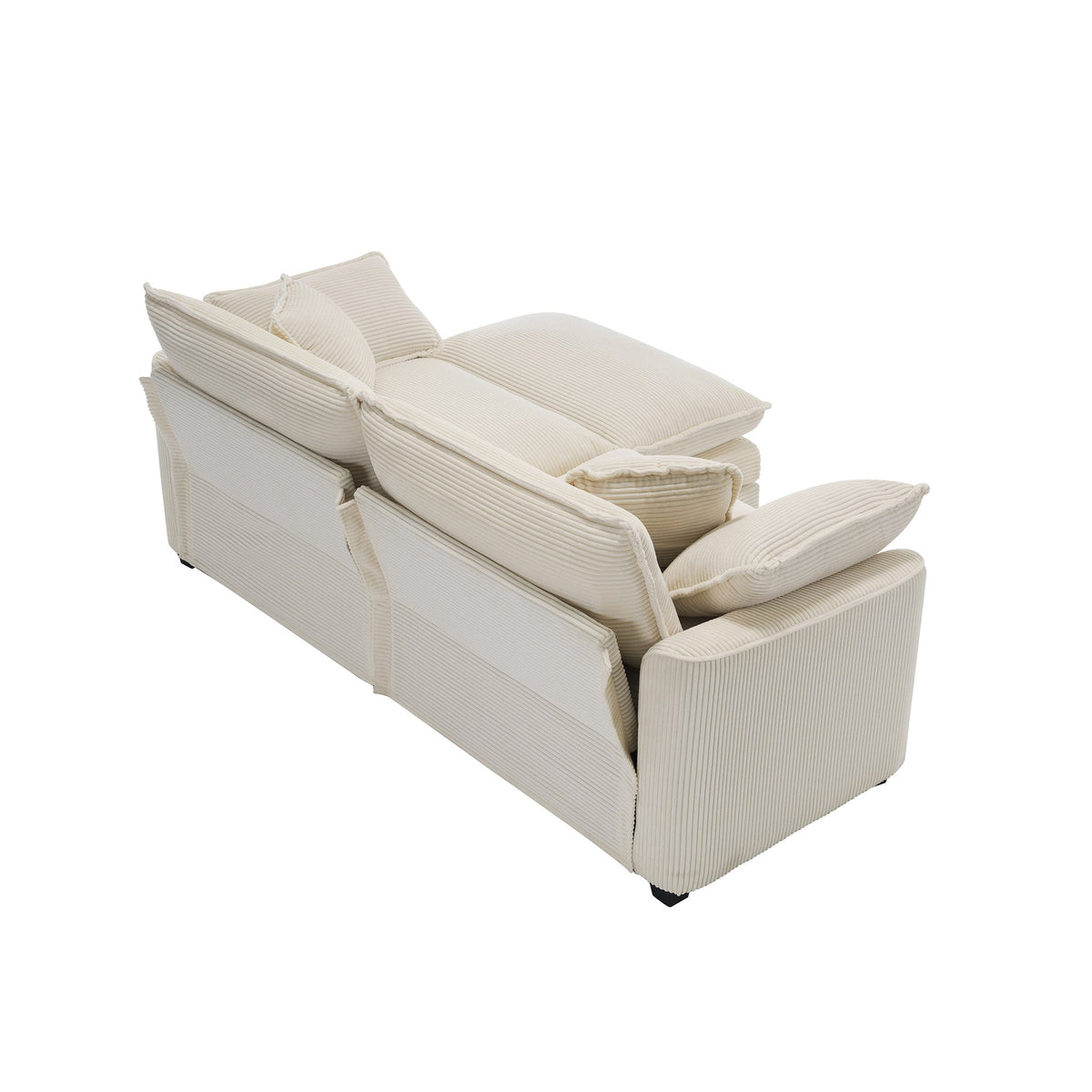 Corduroy Two-Seater Sofa with 1 Footrest