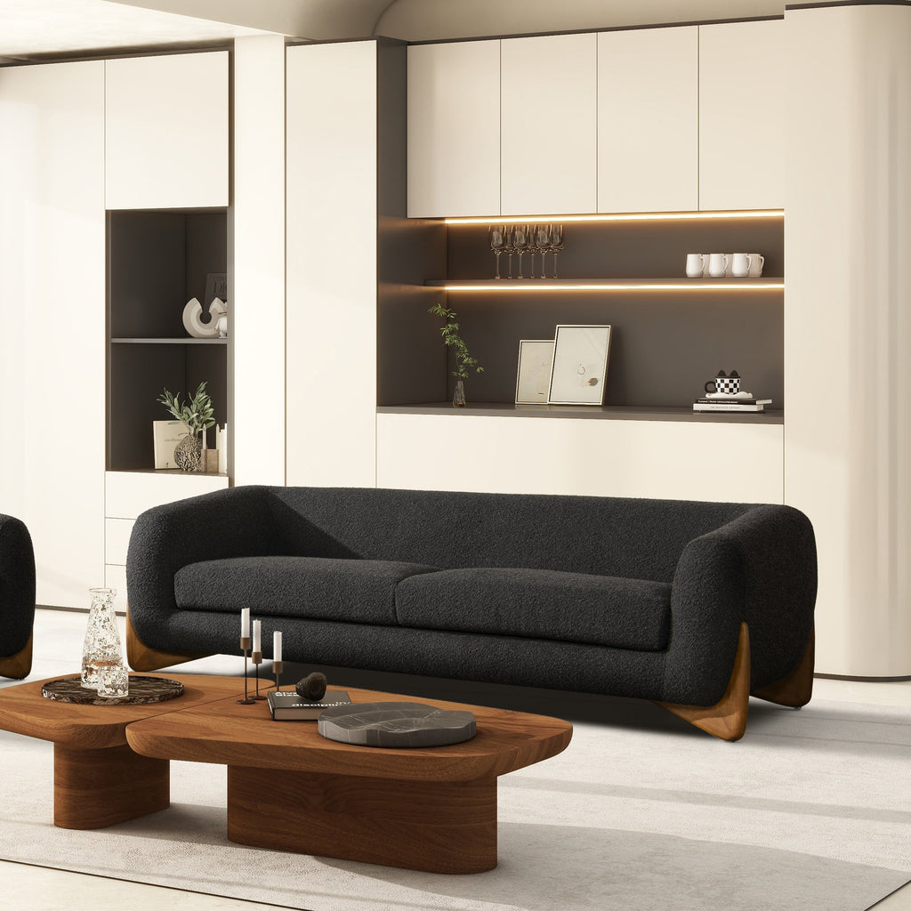 Alpine 90.5" Sherpa Sofa, Ebony