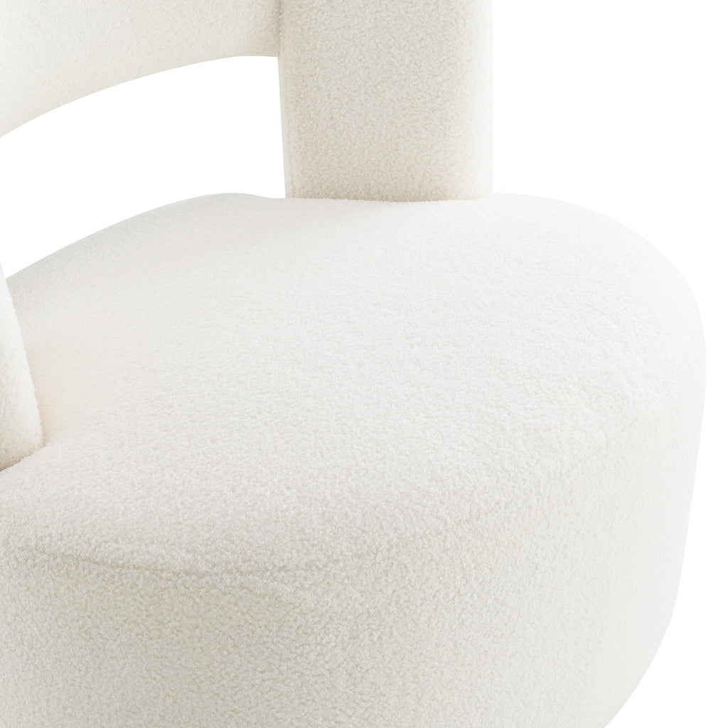 Swivel Barrel Chair with Soft Teddy Fabric