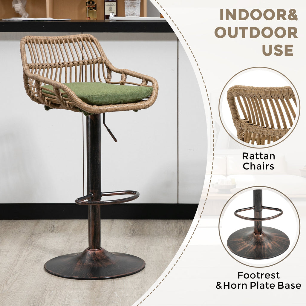 Modern Swivel Bar Stools Set of 2 Adjustable Counter Height Chairs