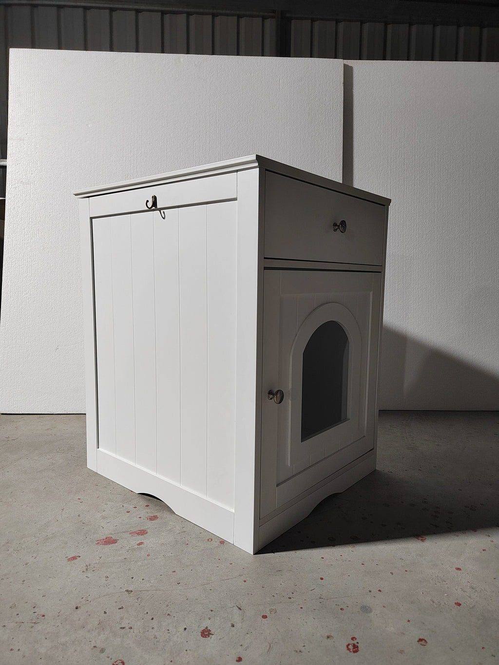 Wooden Pet House Cat Litter Box Enclosure - White