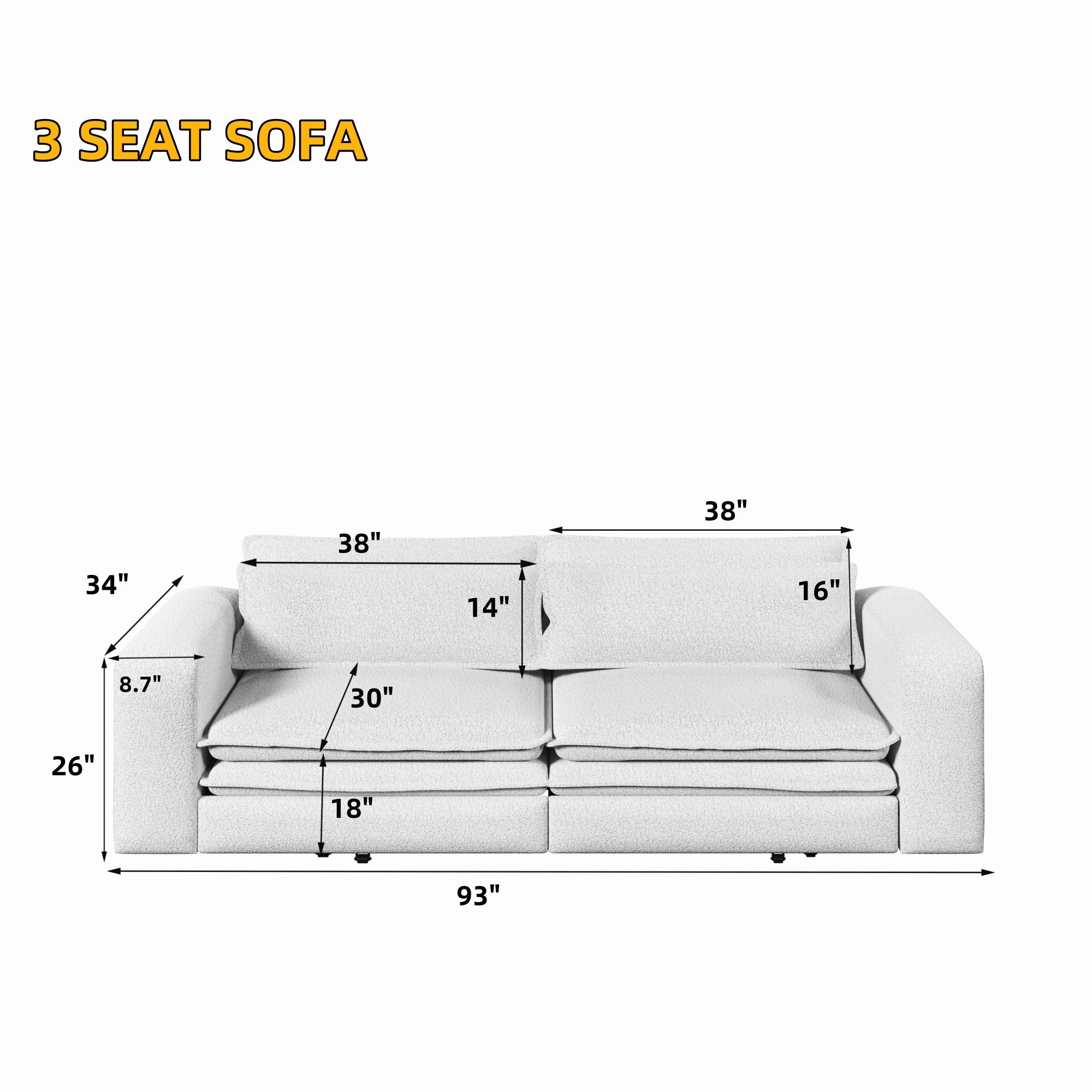 93" King Size Sleeper Sofa Bed - 3 in 1 Convertible