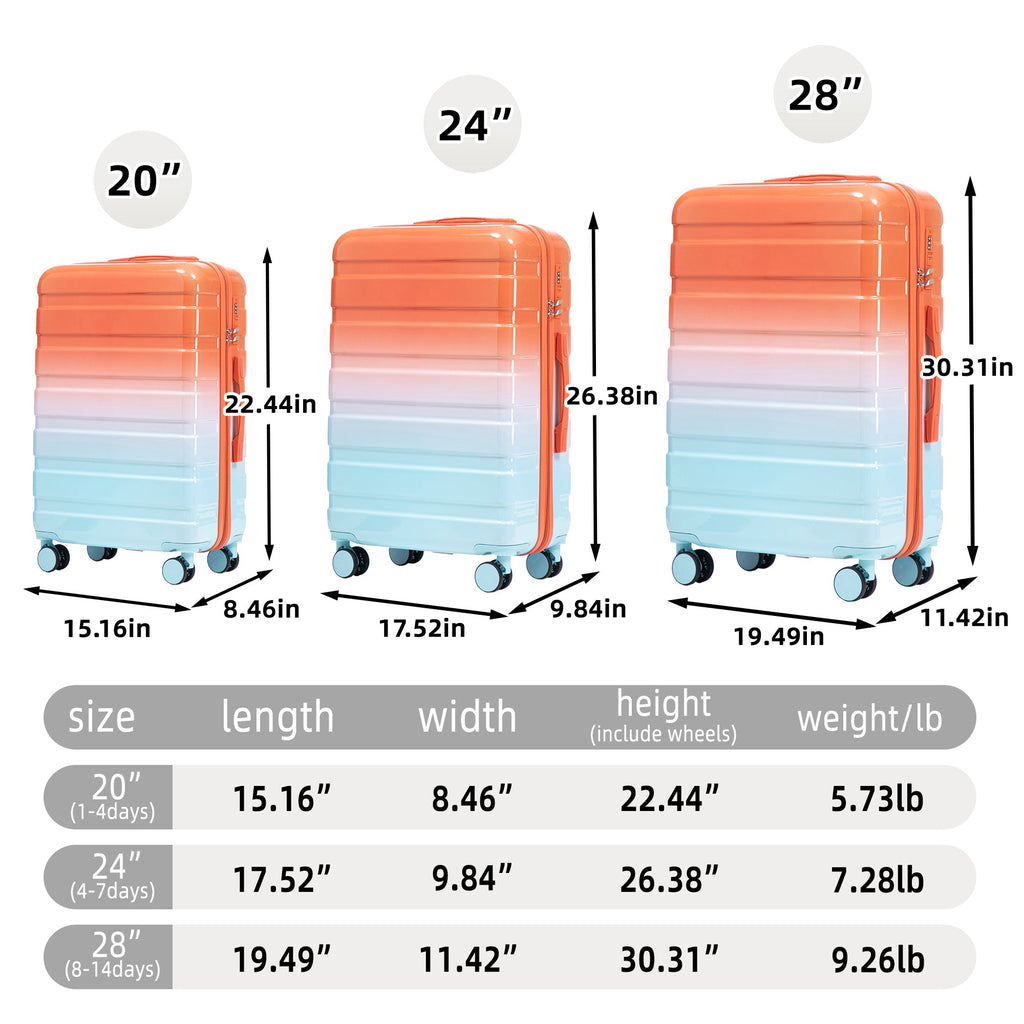 3-Piece PC Spinner Wheel Luggage Set