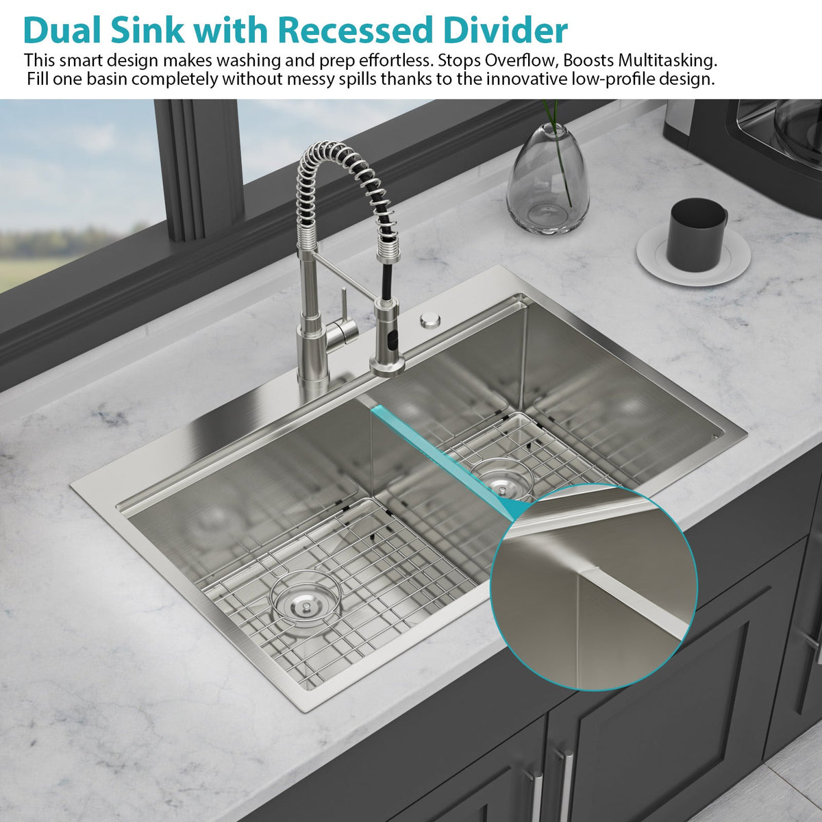 Topmount Drop In Kitchen Sink - 33"x 22"