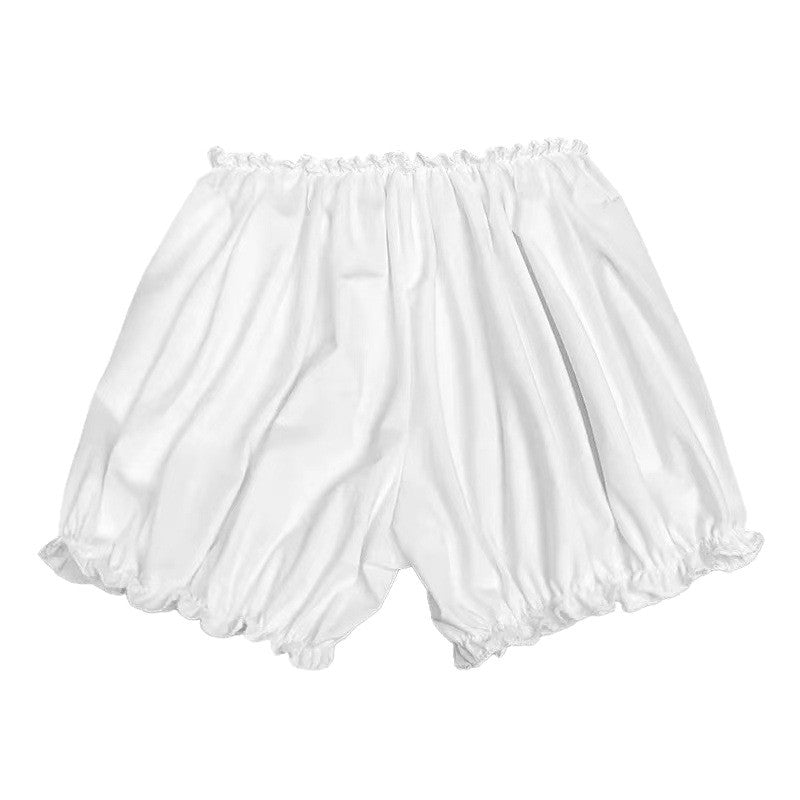 JK Safety Shorts For Women To Prevent Exposure, Can Be Worn Outside, Pumpkin-style Loose Home Lounge Leggings, Inner Layer Mini Shorts, Bubble Shorts-white