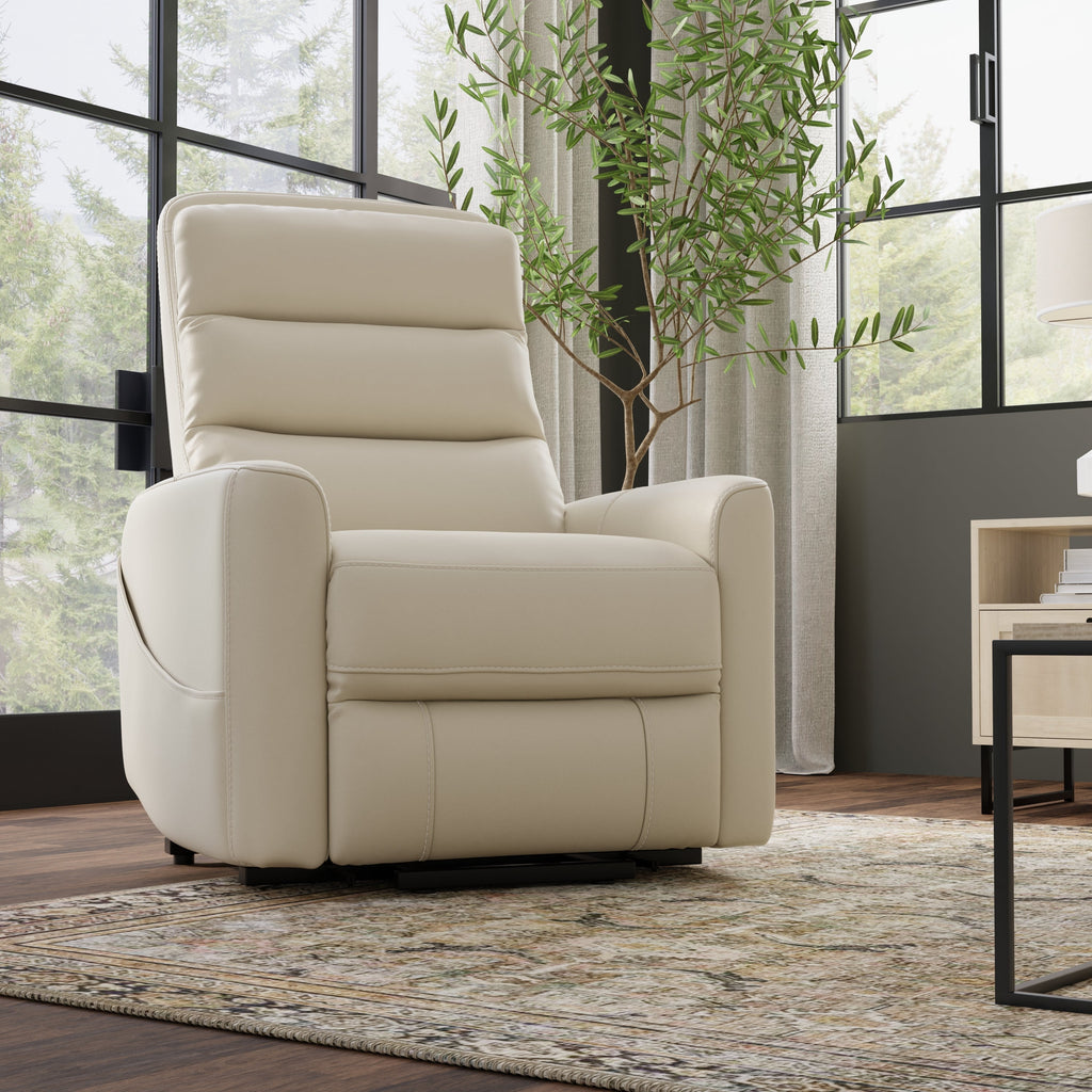 Faux Leather Power Lift Chair in Bentley Oyster