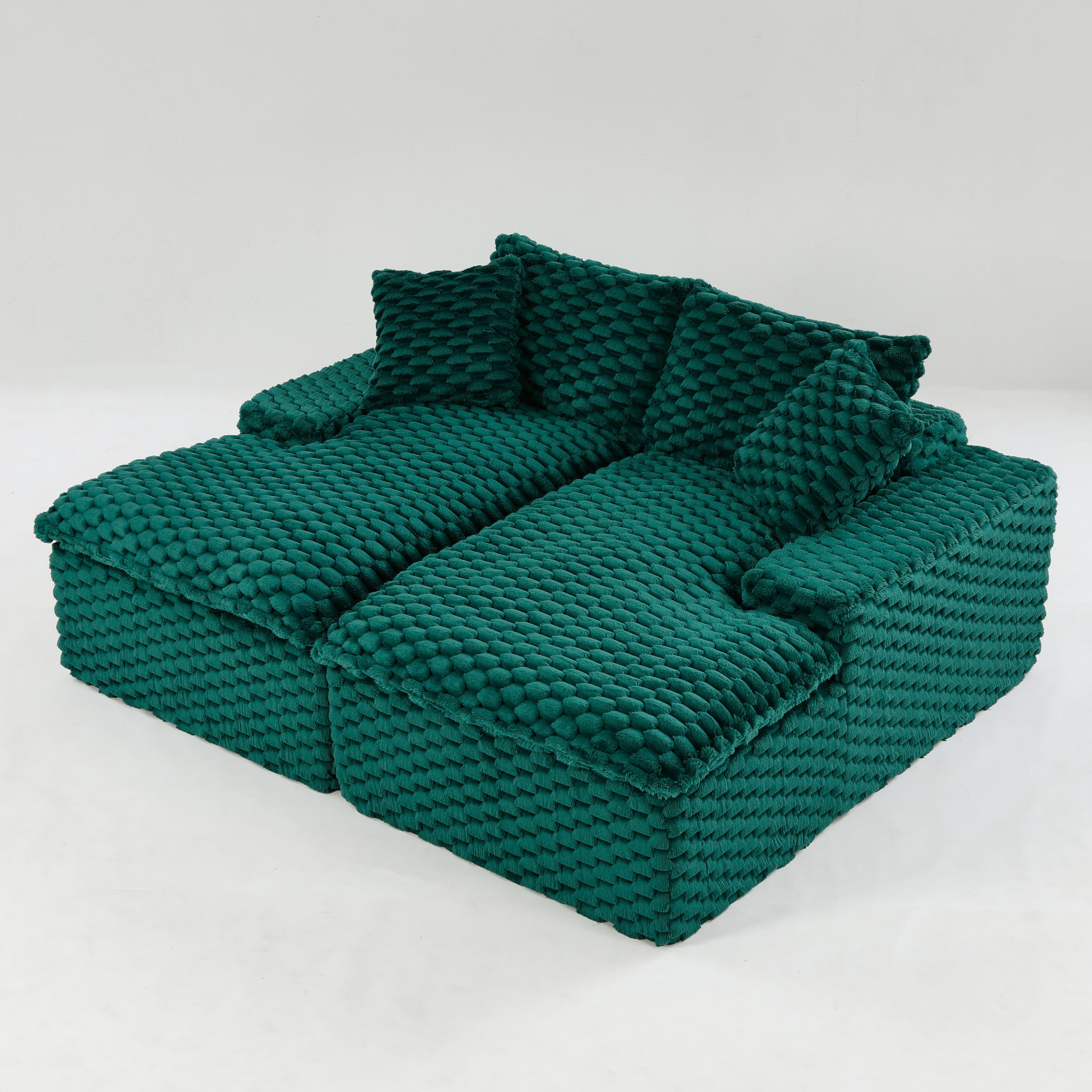Green Turtle Velvet Double Chaise Lounge