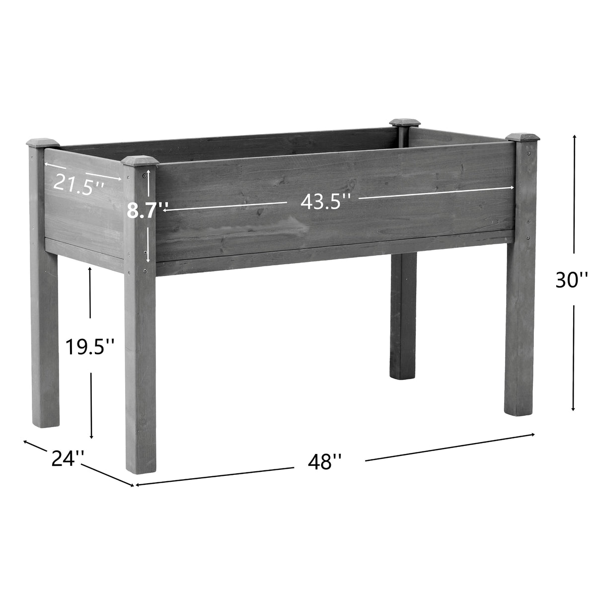 48x24x30 Inch Raised Garden Bed with Legs