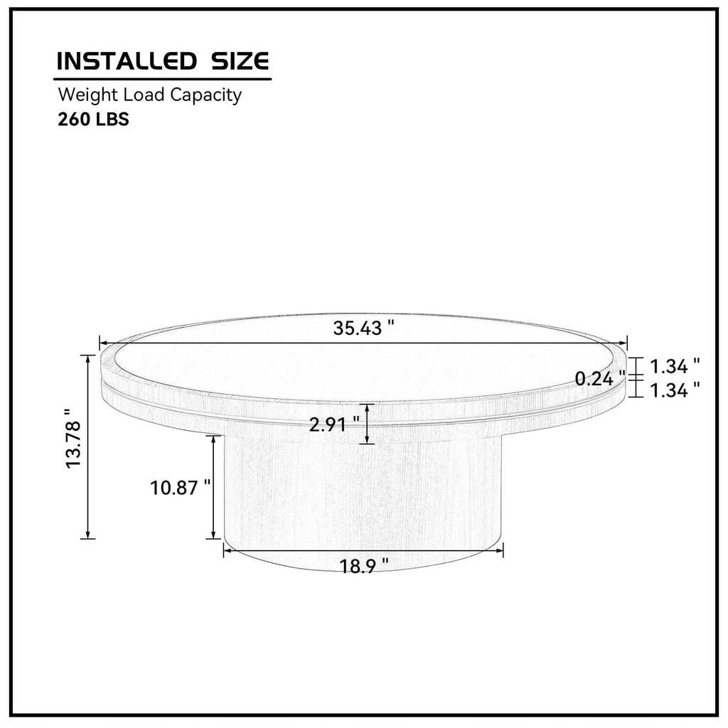 35.43 Inch Coffee Table with Sintered Stone Tabletop