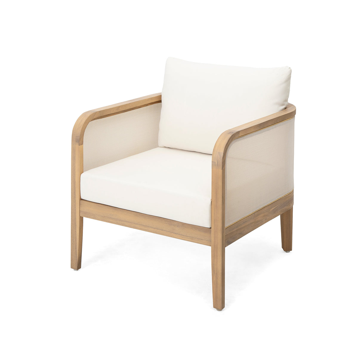 Outdoor Acacia Wood Patio Club Chair Set (Set of 2)