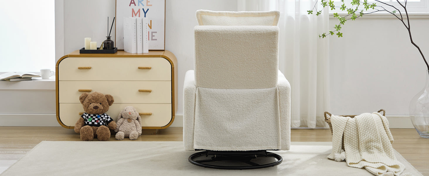 Swivel Rocker Recliner Chair, Teddy Fleece