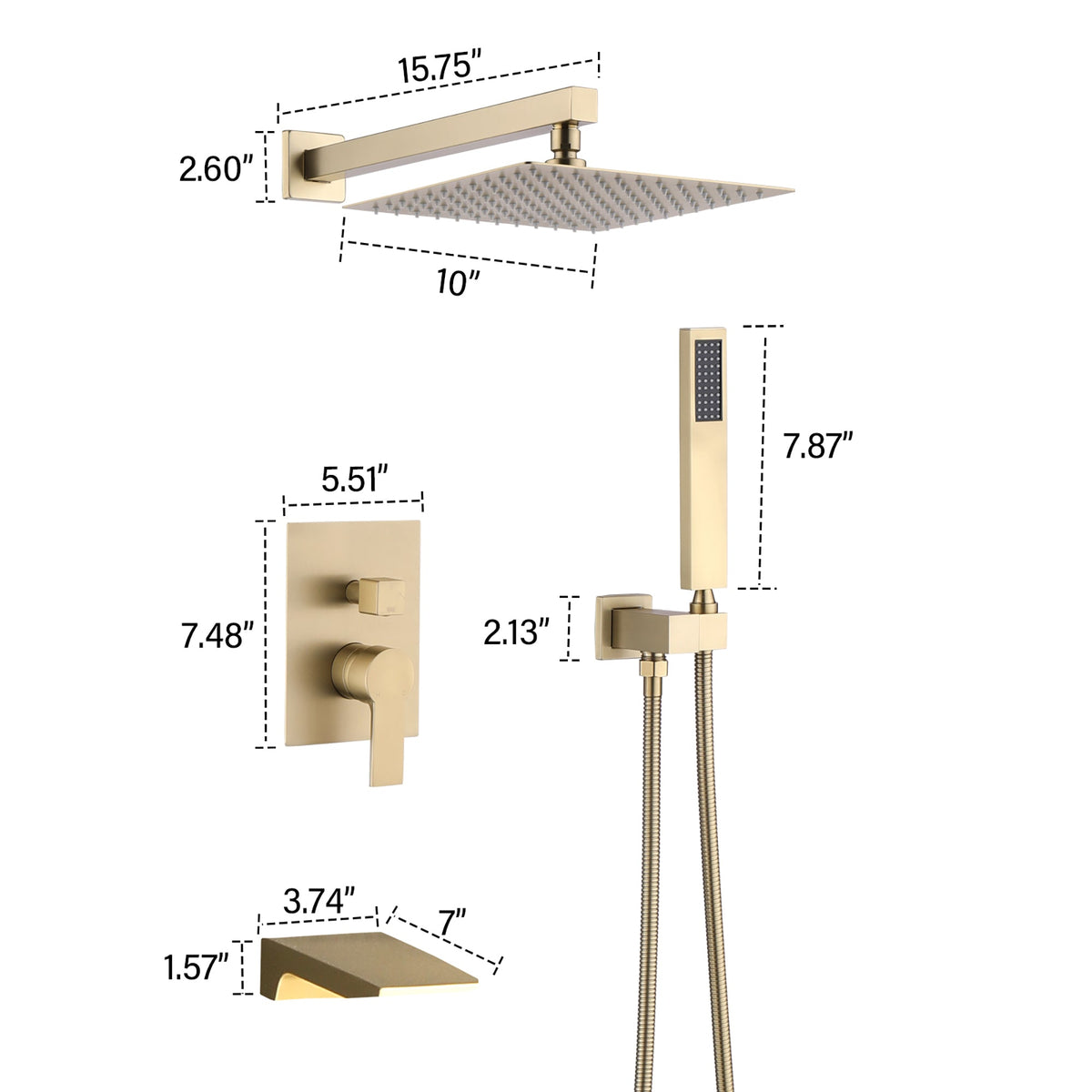 10 Inch Wall Mounted Rainfall Shower Head System