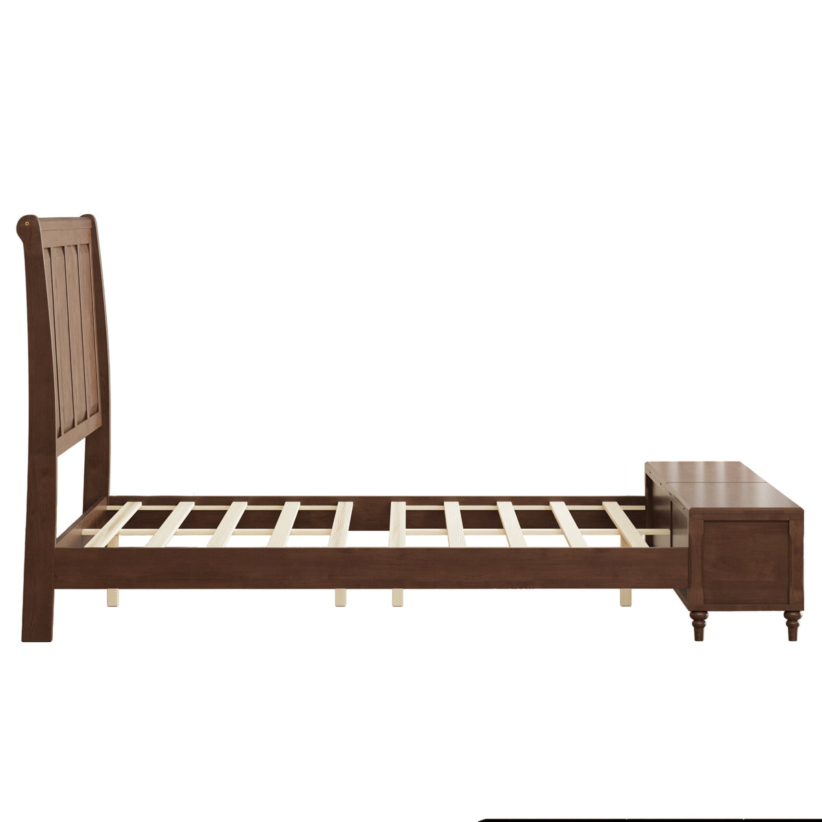Queen Bed Frame with Tall Headboard and Storage Bench