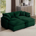 Corduroy Two-Seater Sofa with Ottoman