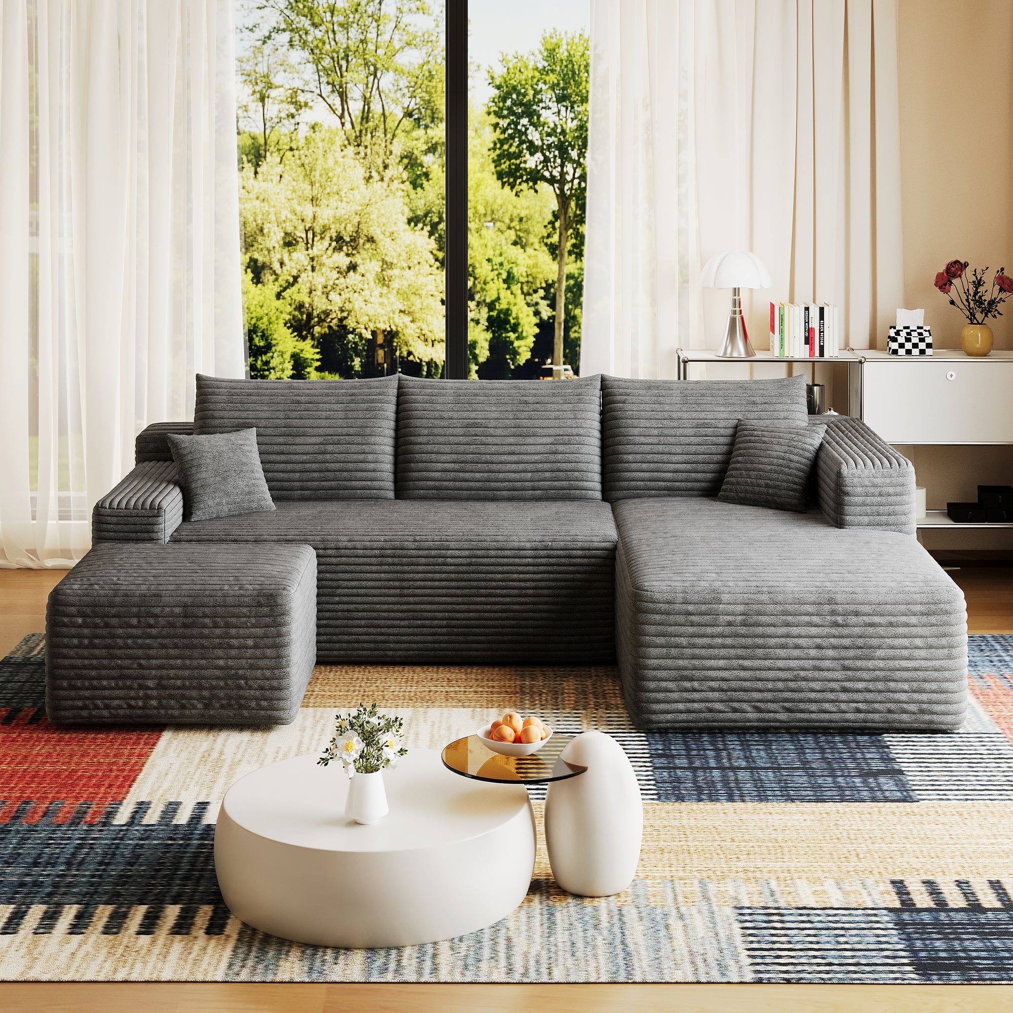 95" Cloud Sectional Sofa with 1 Ottoman