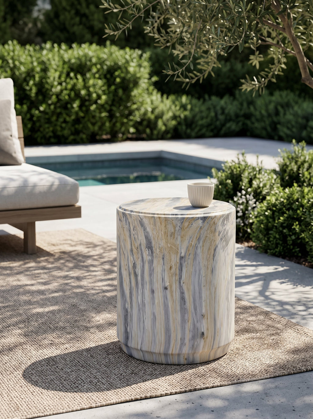 18.5-Inch Modern Marble-Look Stool