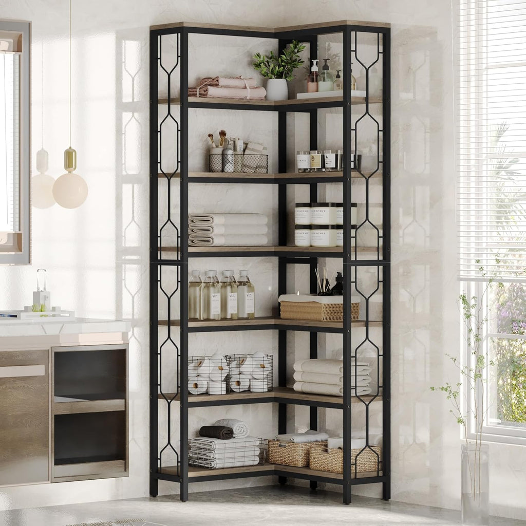 78.74" Tall 7-Tier Industrial Bookshelf