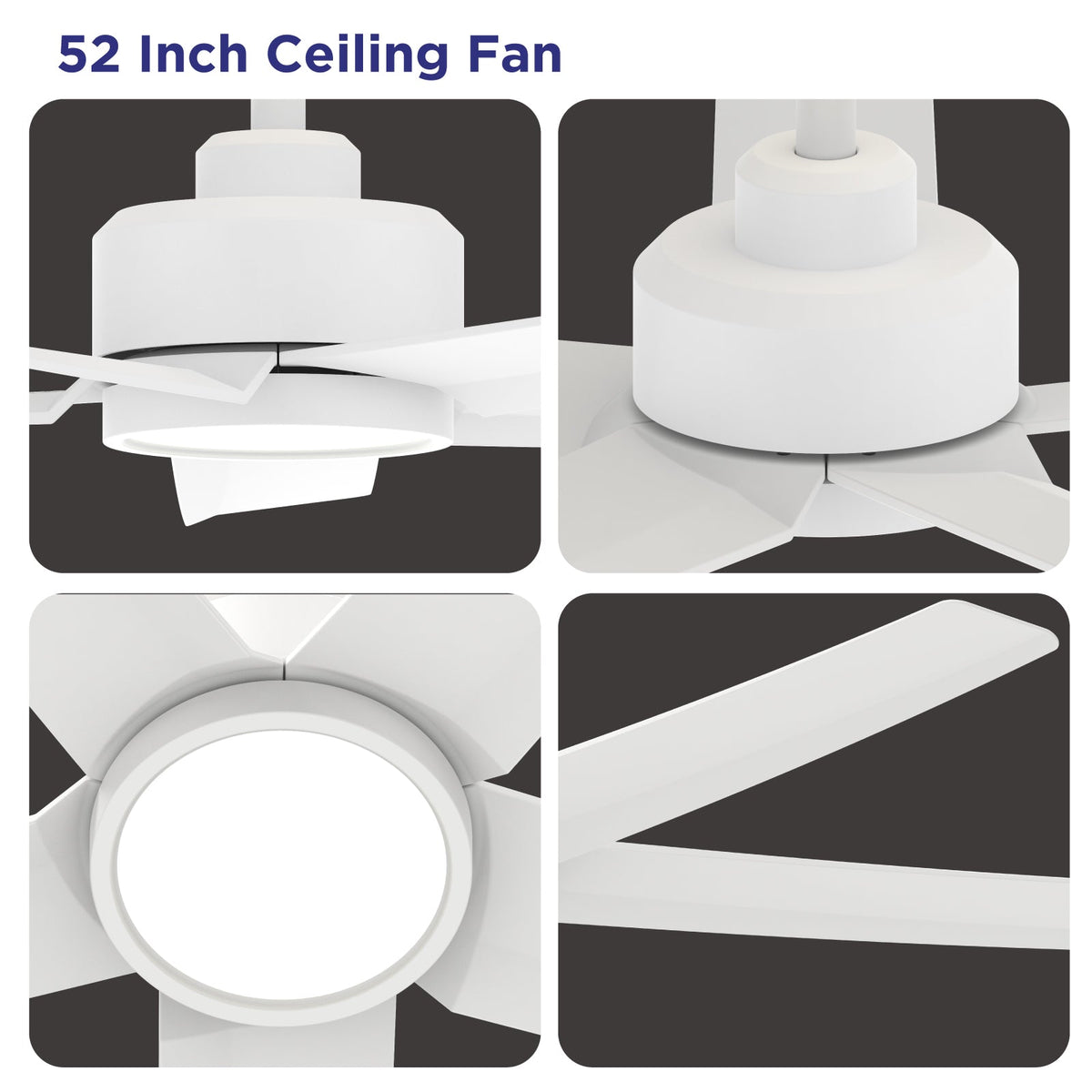52 Inch Ceiling Fans with Lights, Large Air Volume