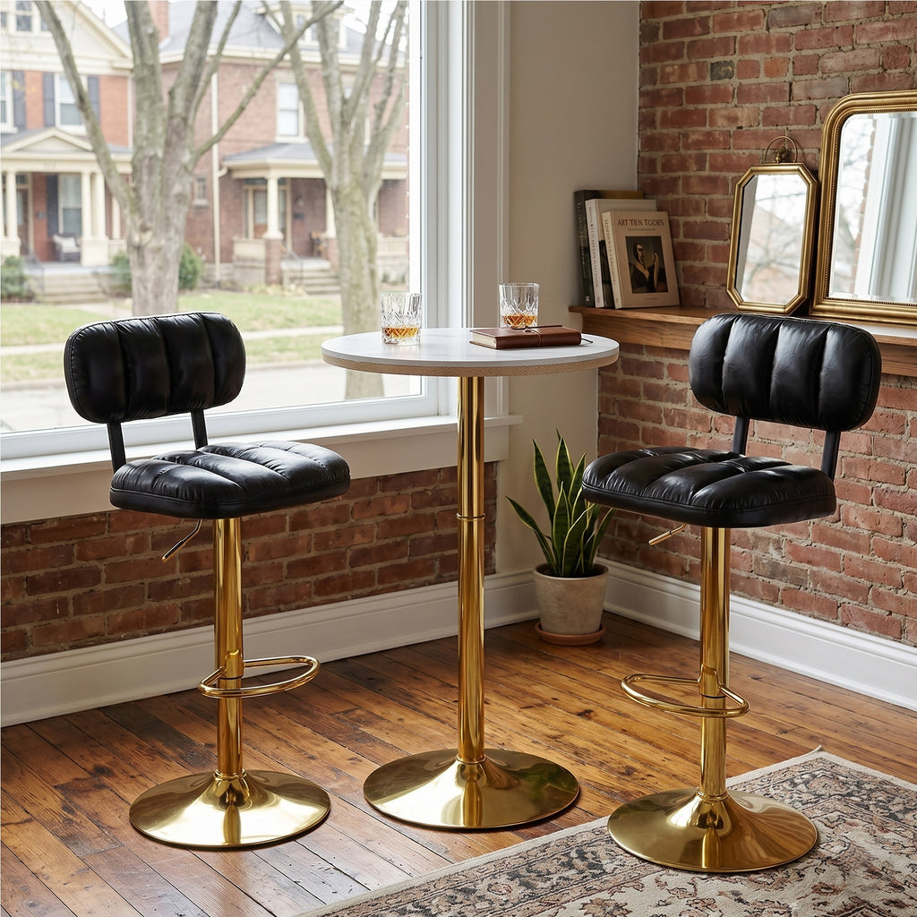 Set of 2 Modern Bar Stools with Adjustable Height
