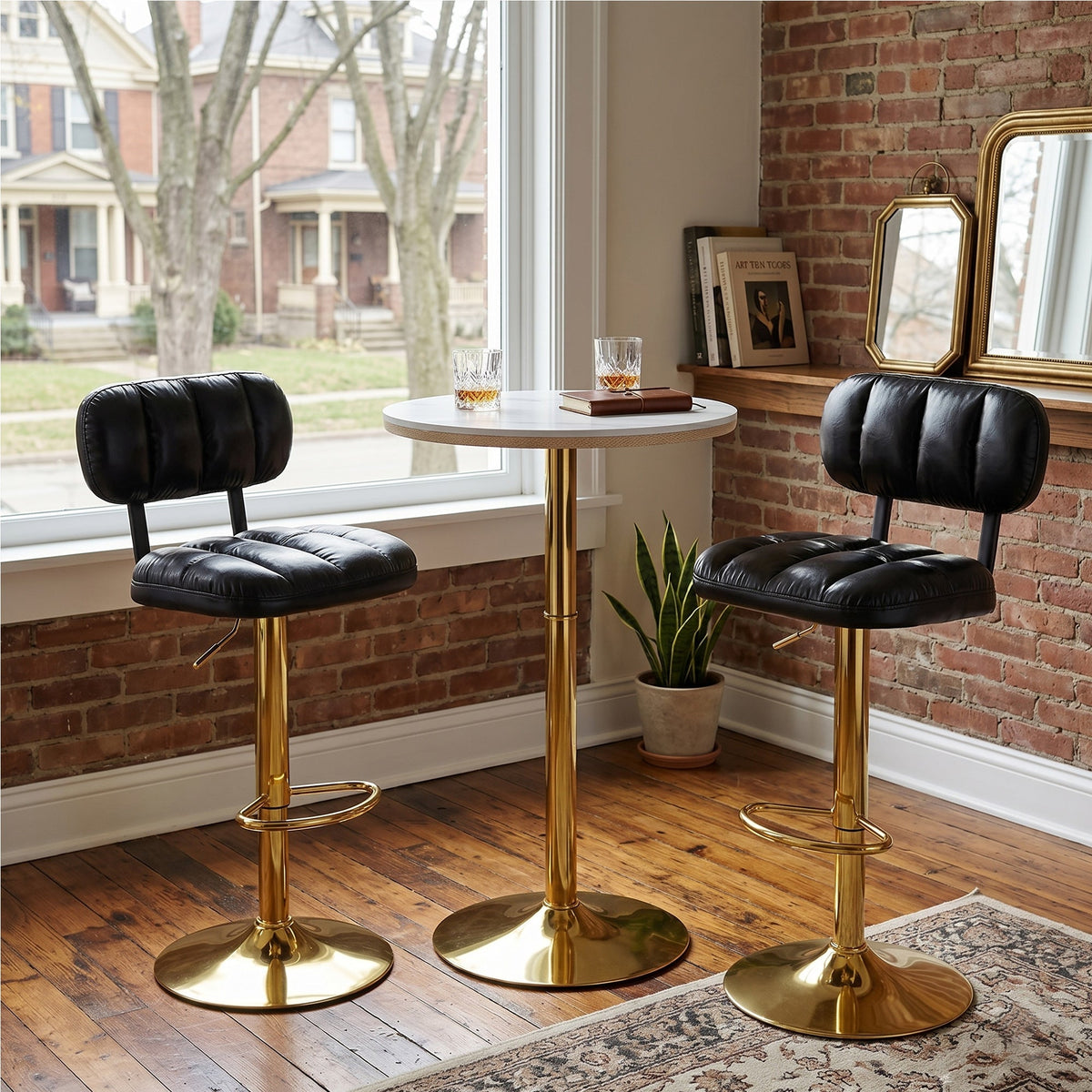 Set of 2 Modern Bar Stools with Adjustable Height