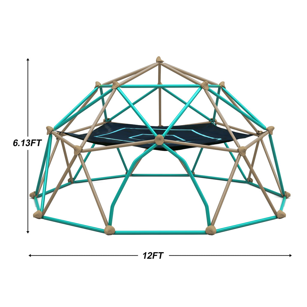 12ft Geometric Dome Climber Play Center, Kids Climbing Dome Tower with Hammock