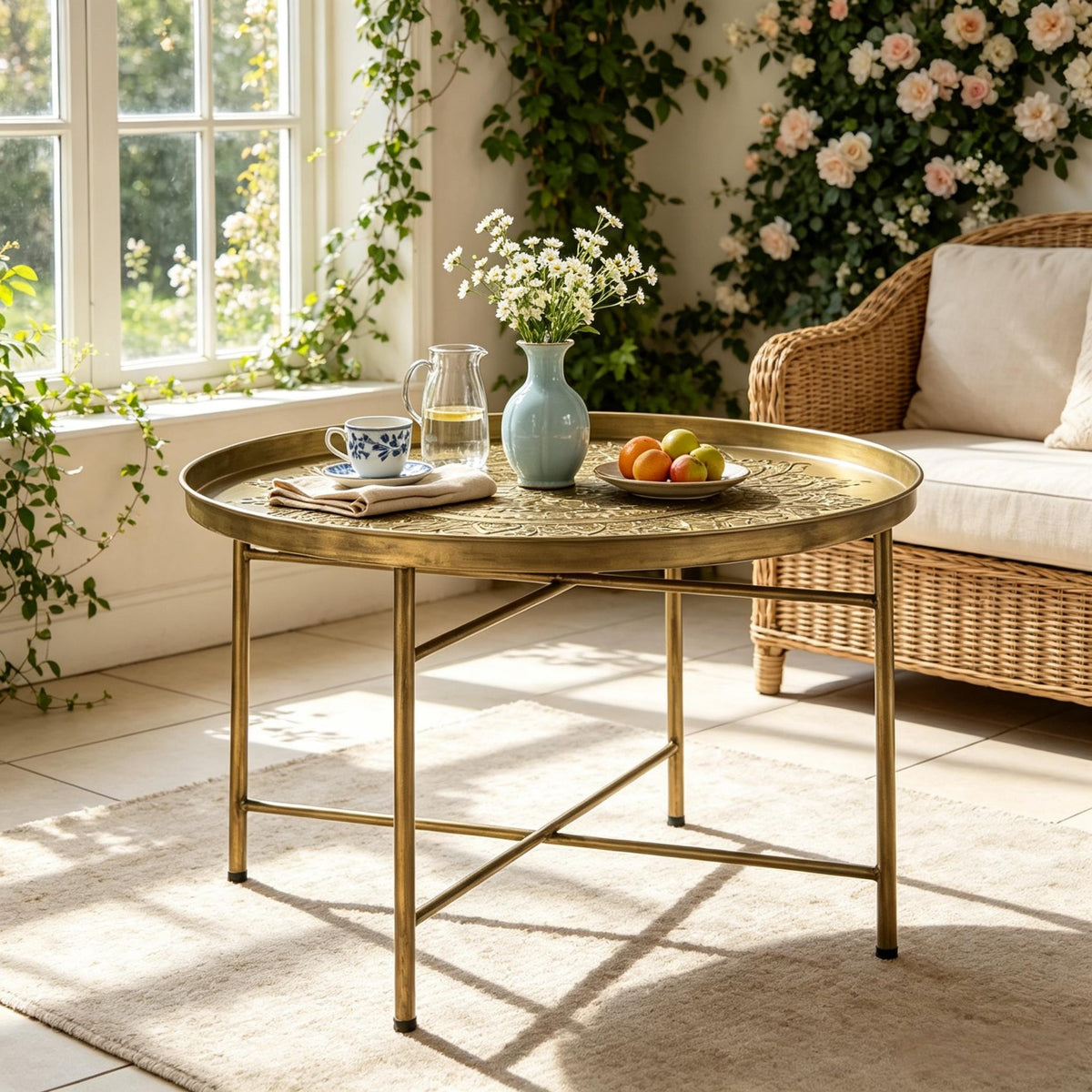 Multi-Functional Circular Center Table for Living Room