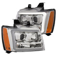 ANZO 07-14 Chevy Tahoe Projector Headlights w/ Plank Style Design Chrome w/ Amber 111403