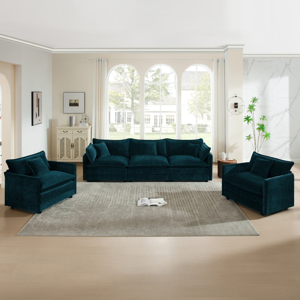 Sofa Set of 3 - Modern Living Room Sofa Set with Accent Chairs