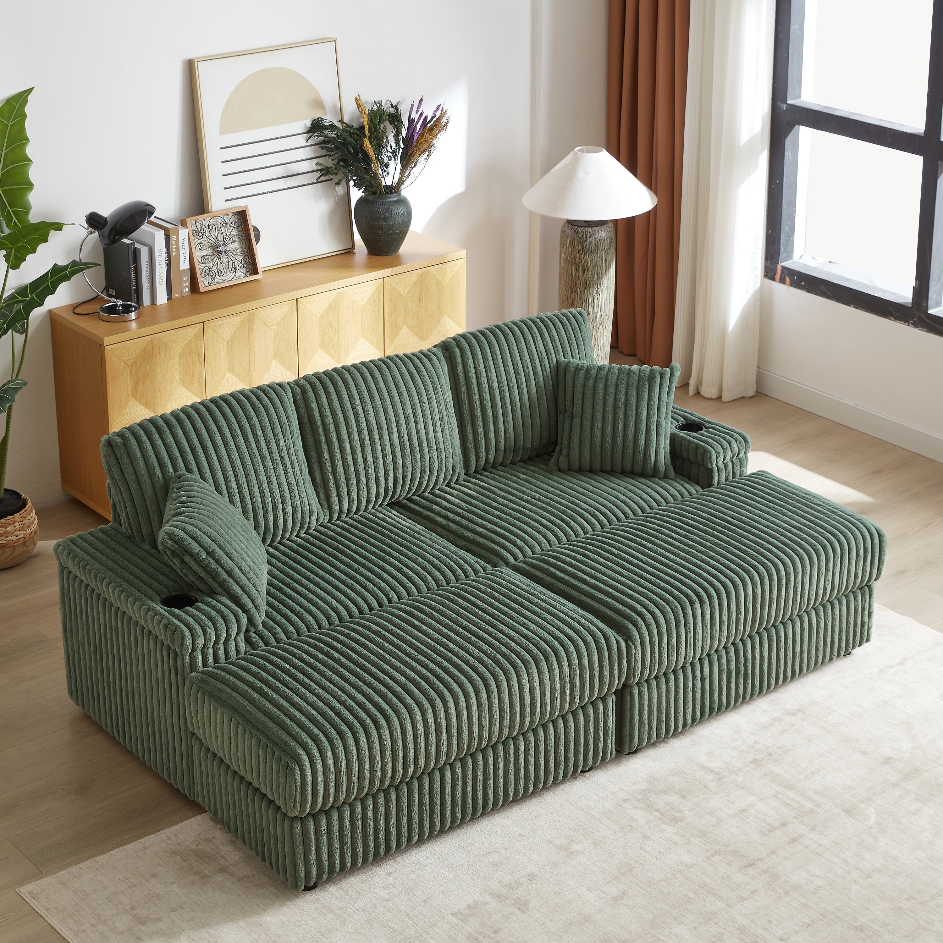 84-Inch Corduroy 3-Seater Sofa