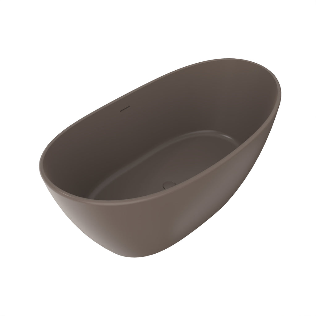 61 Inch Freestanding Solid Surface Soaking Bathtub