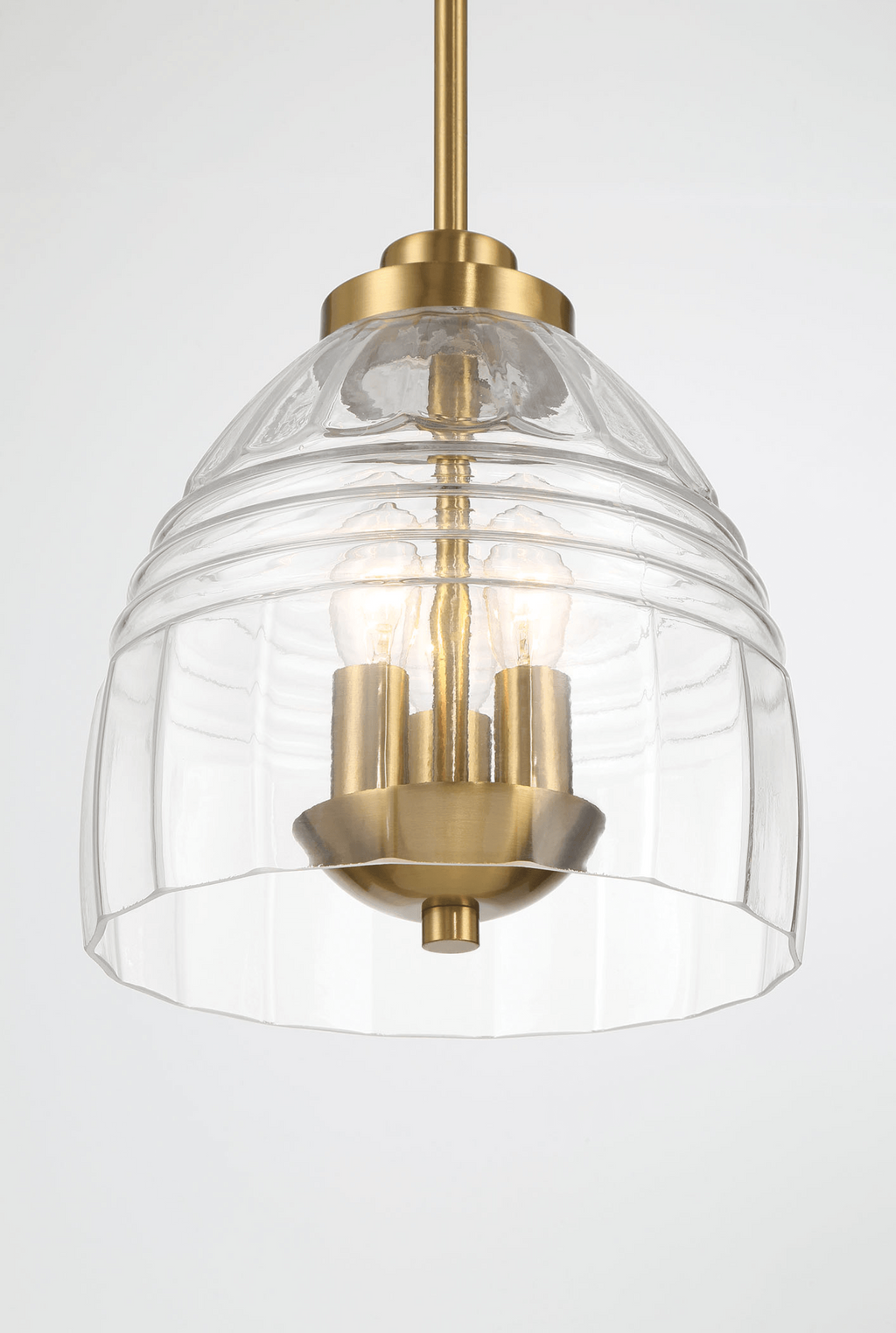 Ember Three Candle Lights Chain Pendant With Clear Glass - Satin