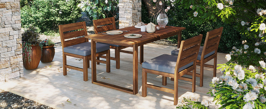 U_STYLE Farmhouse 5-Piece Outdoor Patio Dining Set