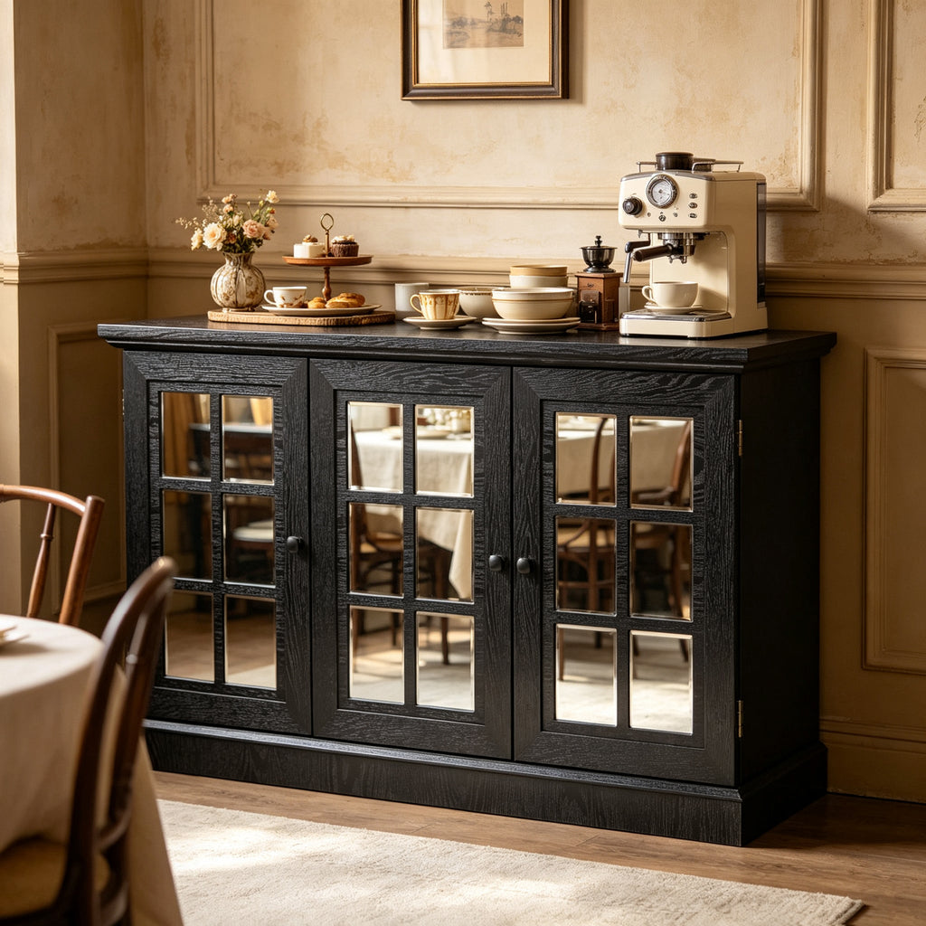 45" W Storage Cabinet with 3 Mirrored Acrylic Doors