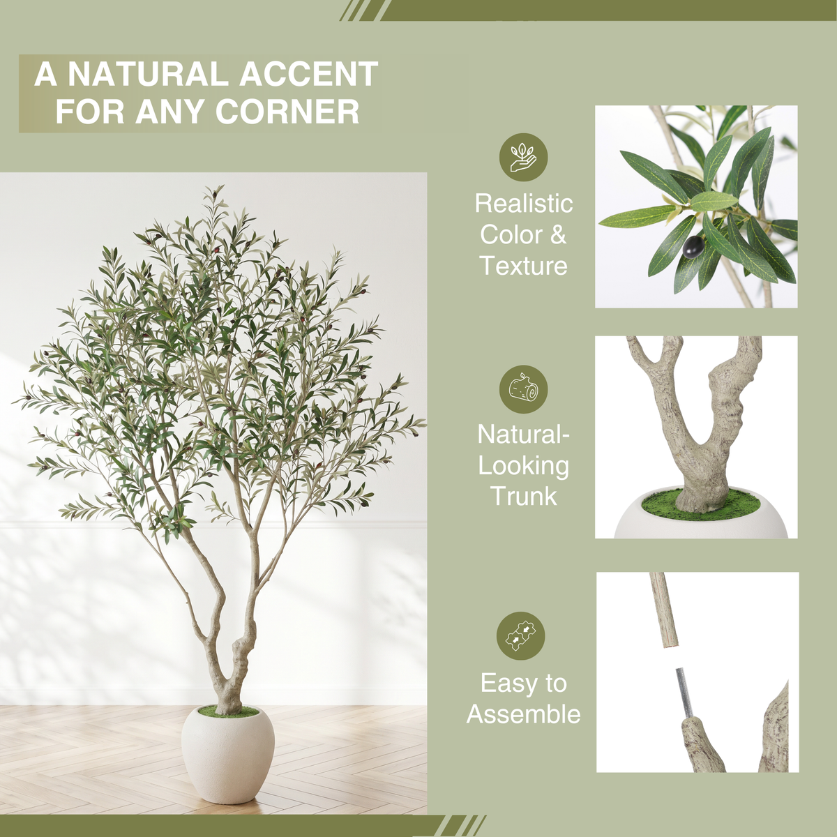 8FT Artificial Olive Tree With Decorative Planter