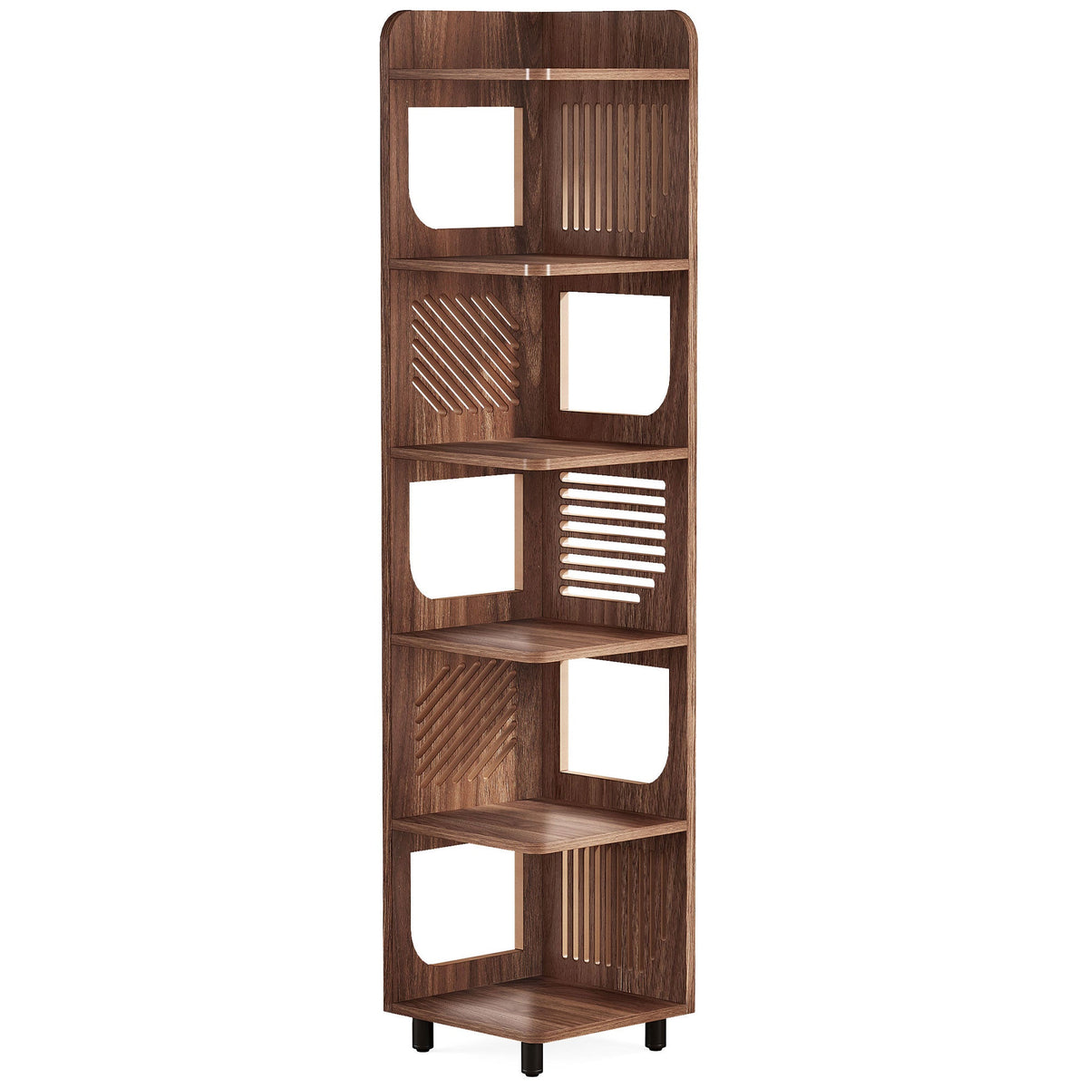 71.65" Tall 6-Tier Rustic Corner Bookshelf