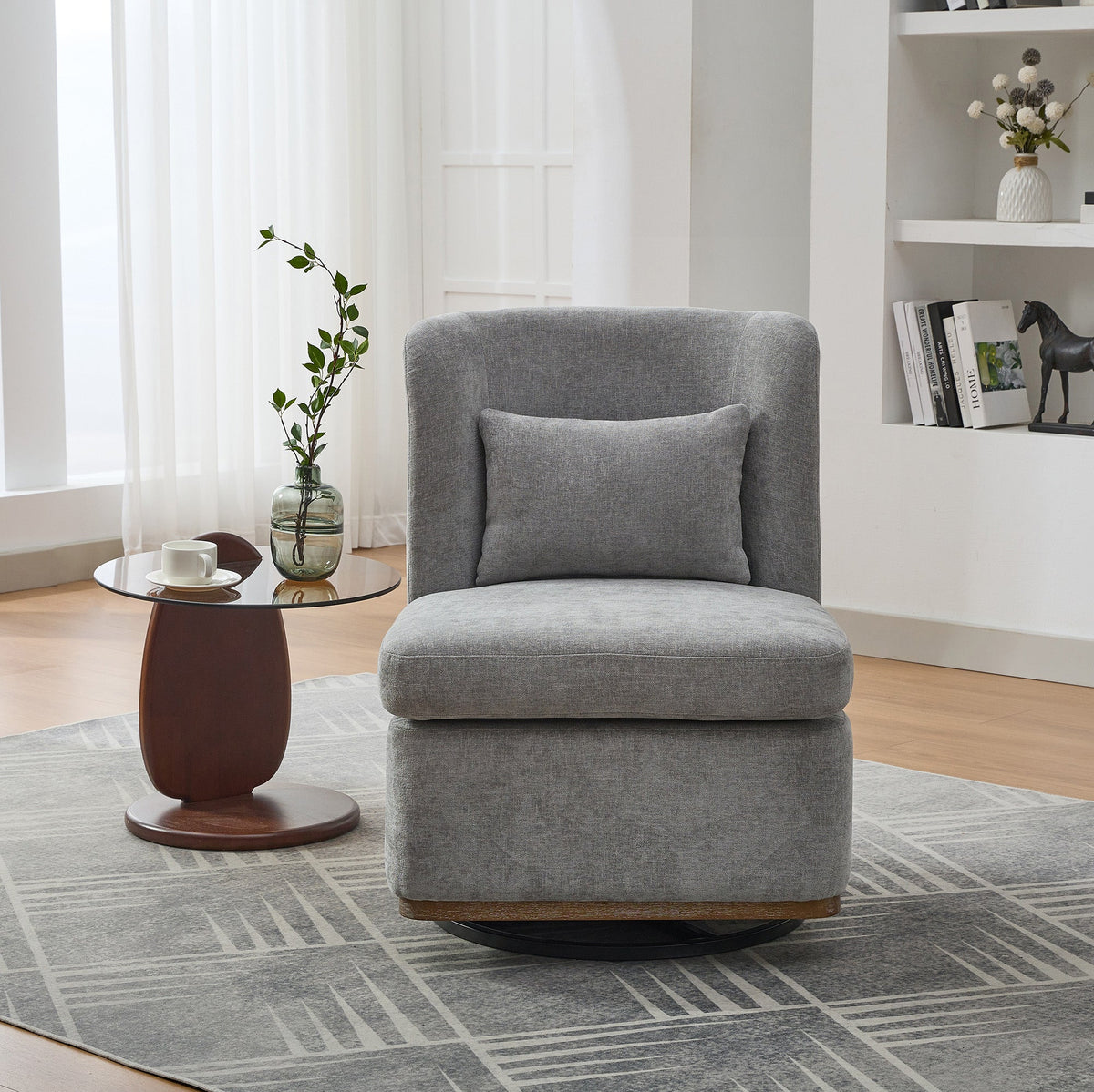 25.2" Wide Modern Chenille Swivel Chair