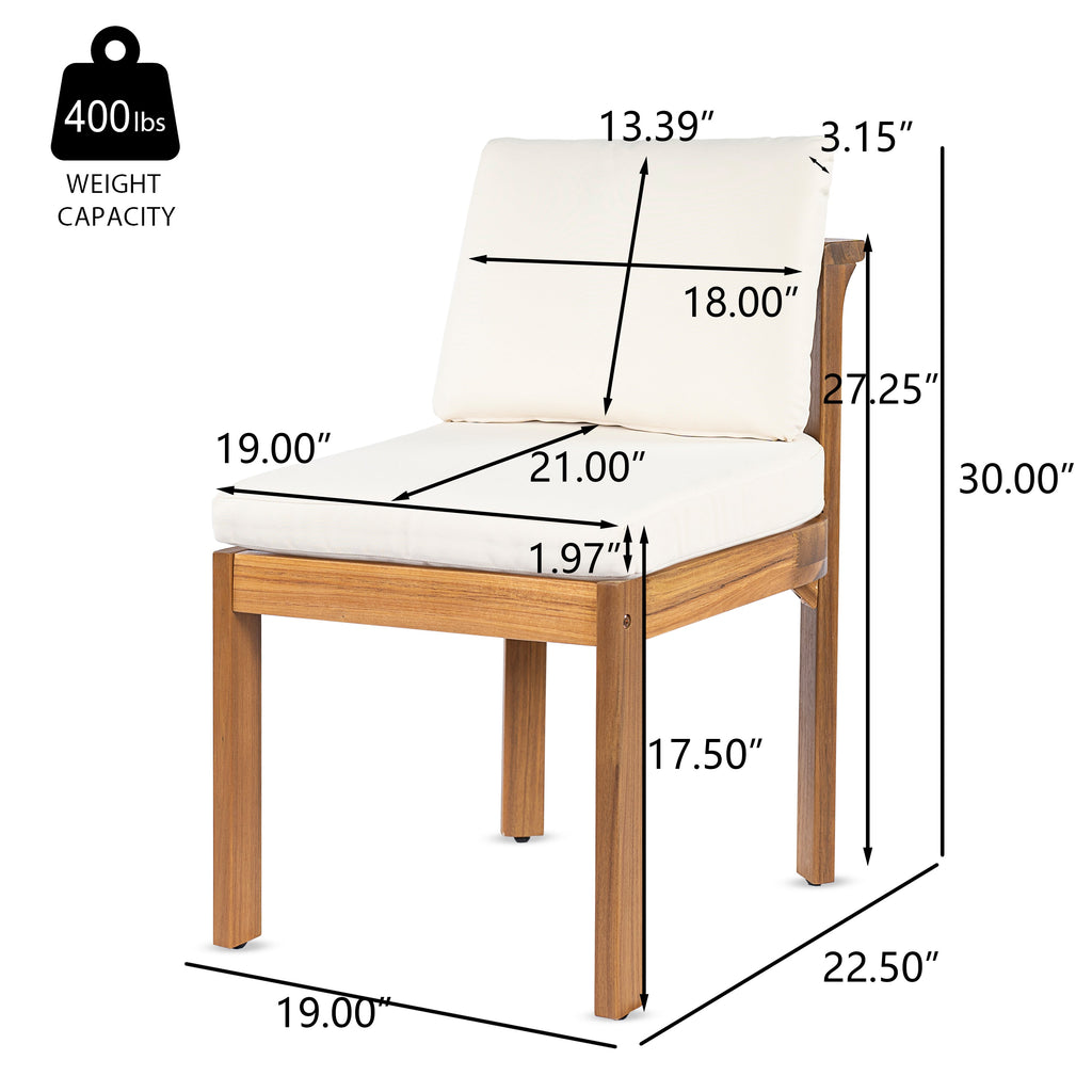 Acacia Wood Outdoor Dining Chair Set of 2