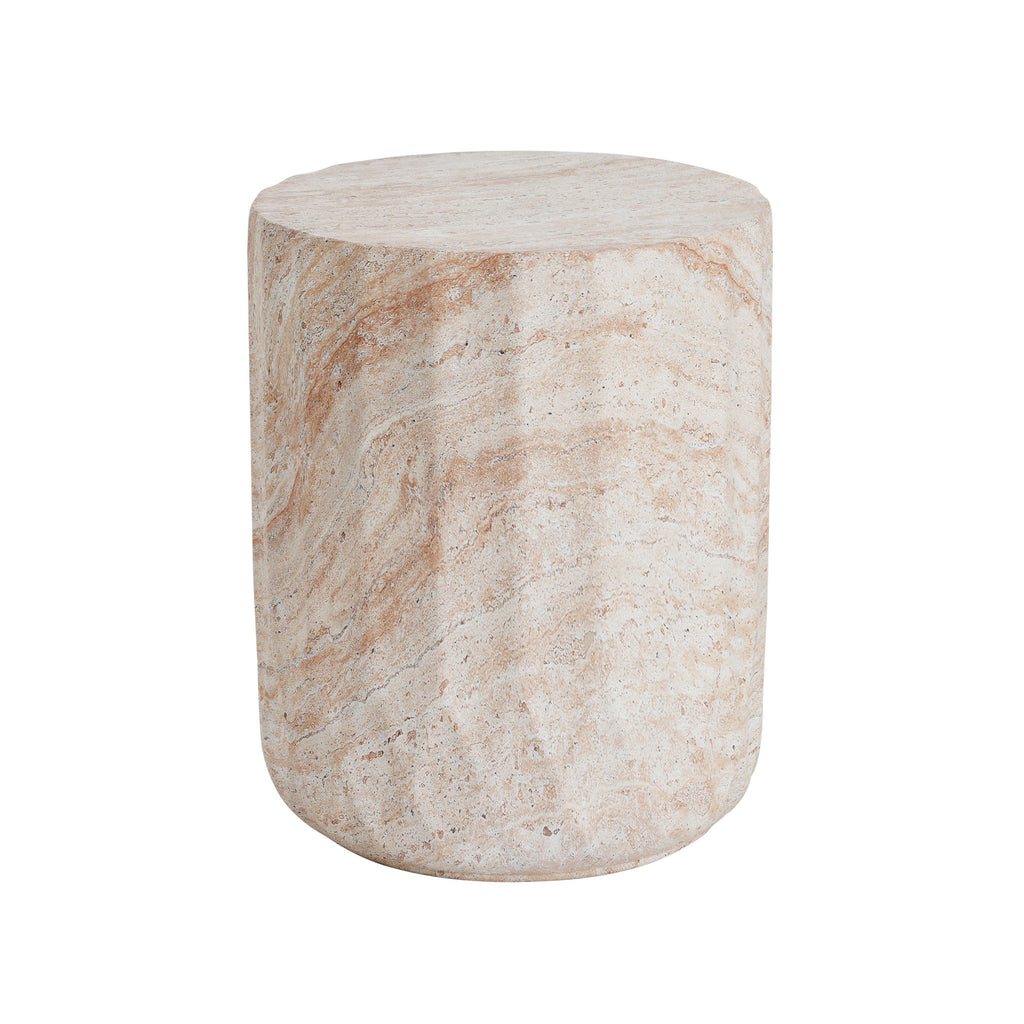 Outdoor/Indoor Lightweight Concrete Side Table - Cylinder Travertine Finish