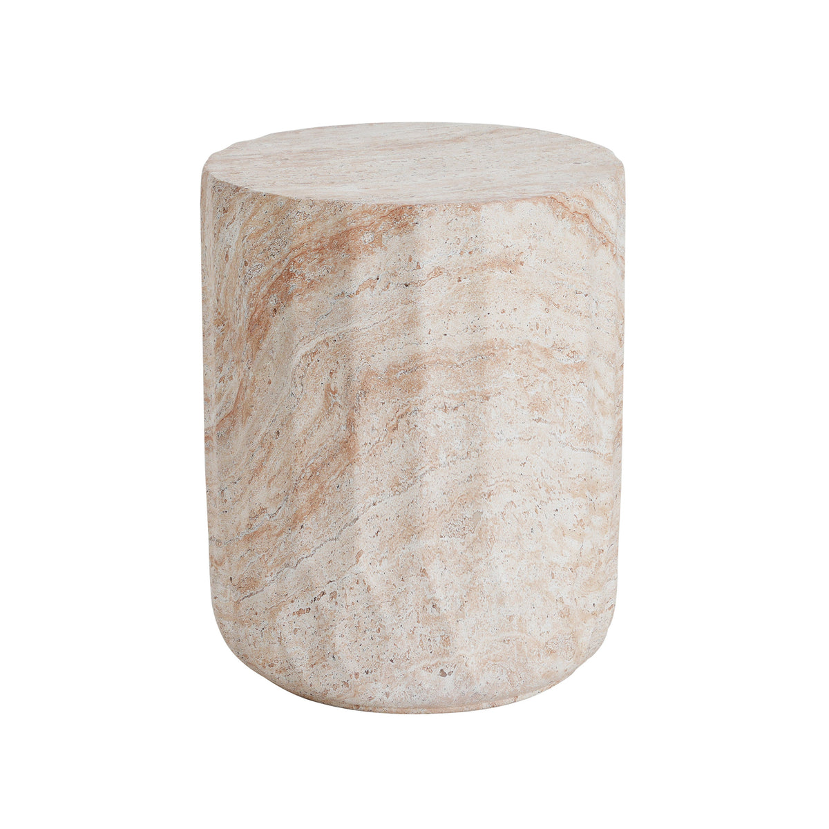 Outdoor/Indoor Lightweight Concrete Side Table - Cylinder Travertine Finish