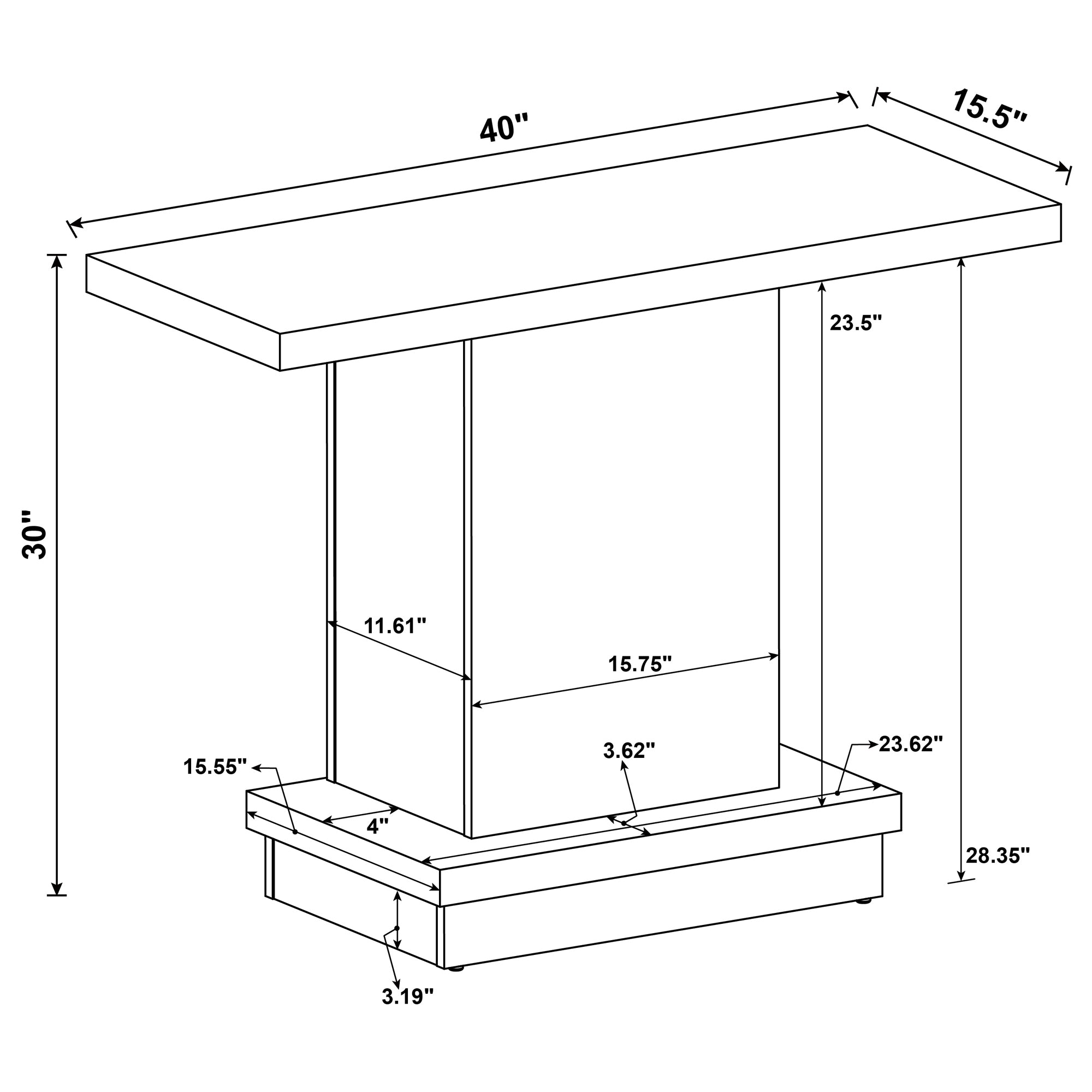 Fiona Cappuccino Engineered Wood Pedestal Console Table