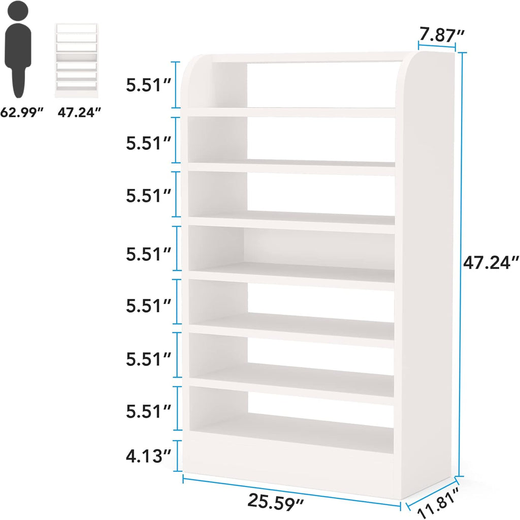25.59" White 8-Tier Shoe Rack