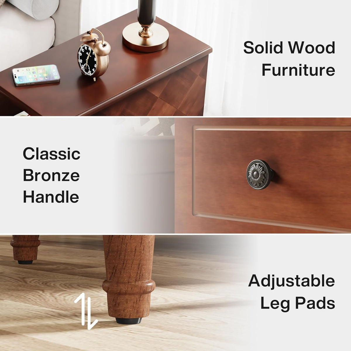 11.81" Solid Wood Narrow End Table