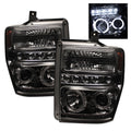 SPYDER Ford F250/350/450 Super Duty 08-10 Projector Headlights LED Halo LED Smke PRO-YD-FS08-HL-SMC 5010599