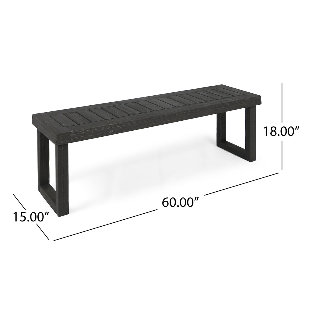 2-Piece Solid Acacia Wood Outdoor Dining Set, Sandblast Dark