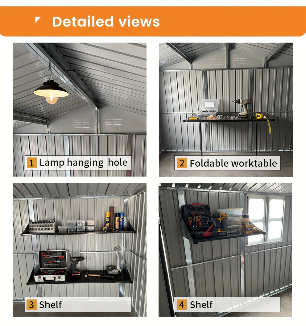 12x10 Ft Metal Garden Sheds Outdoor Storage Sheds