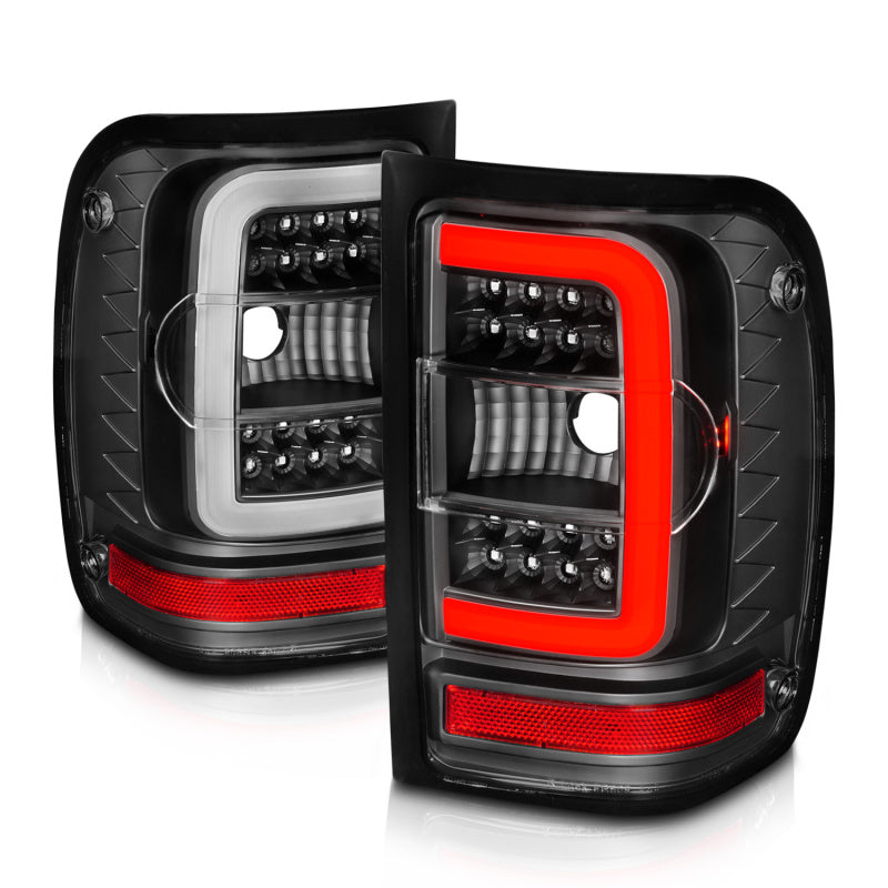 ANZO 2001-2011 Ford  Ranger LED Tail Lights w/ Light Bar Black Housing Clear Lens 311390