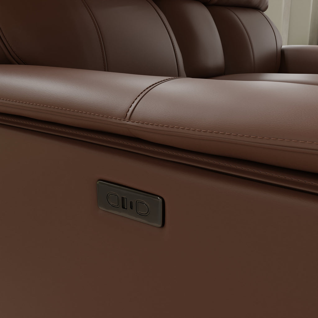 Oslo Dual Power Reclining Love Seat with Console in Pecan