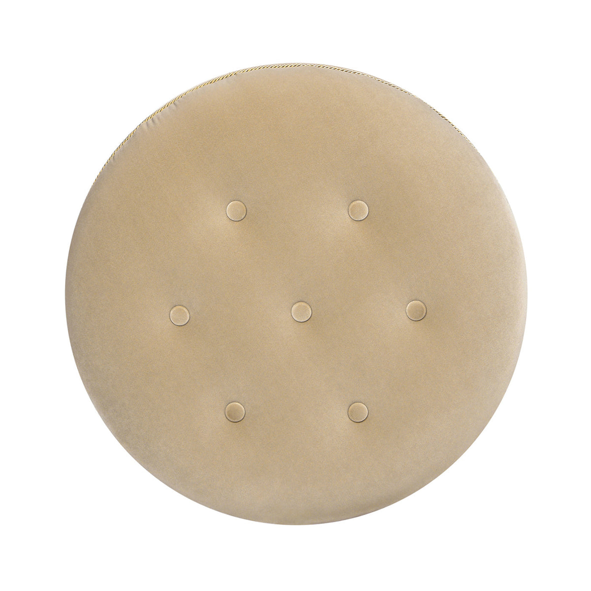 Yolanda 24" Round Upholstered Accent Ottoman, Fawn