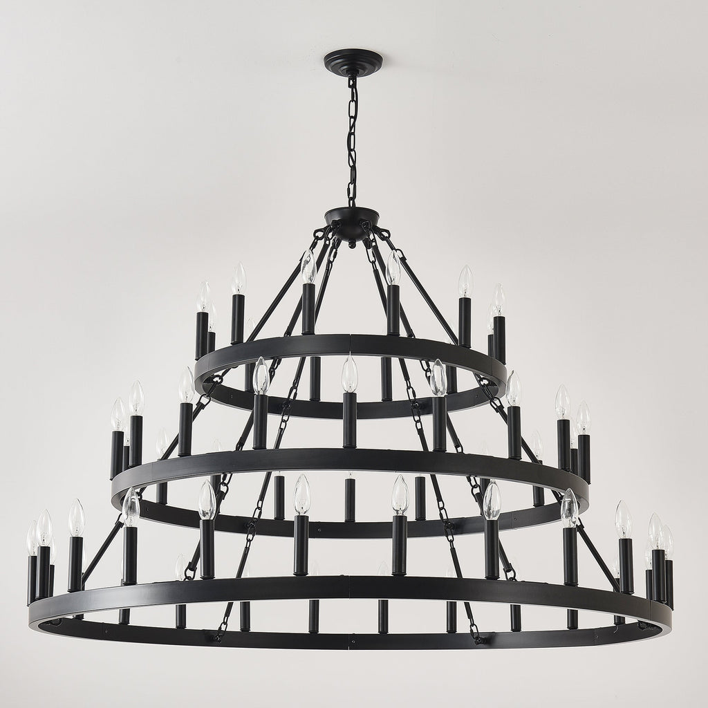 39.37 Inch 3 Tiers Wagon Wheel Chandelier